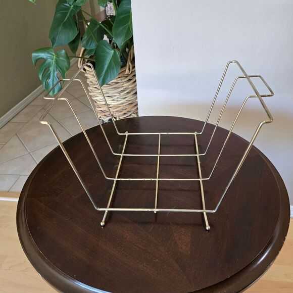 Vintage MID CENTURY MODERN BRASS Wire Megazine Rack - Picture 6 of 10